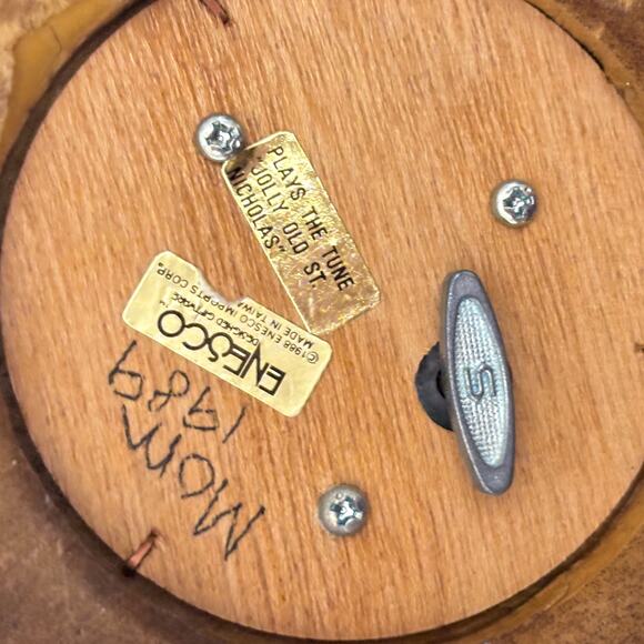 VTG 80s 1989 Enesco St Nicholas Santa Music Box Figurine Plays Jolly Old St Nick - Picture 11 of 12